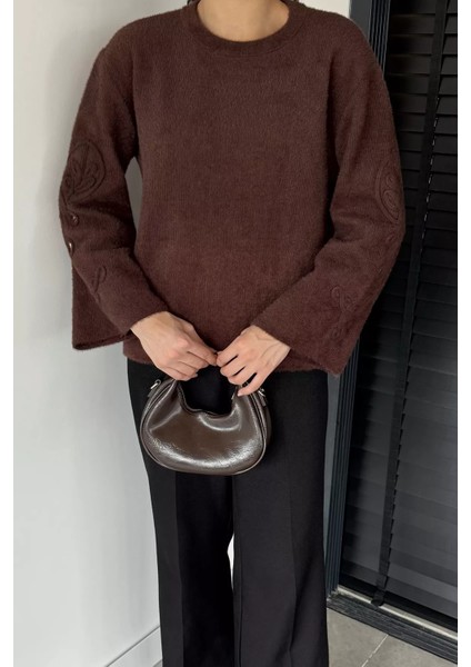 Kadın Bisiklet Yaka Kol Işlemeli Triko Kazak (S-M-L-Xl Beden Uyumludur.) P-00018913