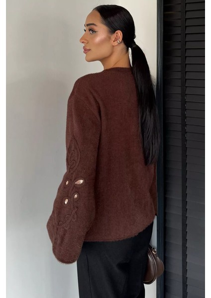 Kadın Bisiklet Yaka Kol Işlemeli Triko Kazak (S-M-L-Xl Beden Uyumludur.) P-00018913 fırsatları