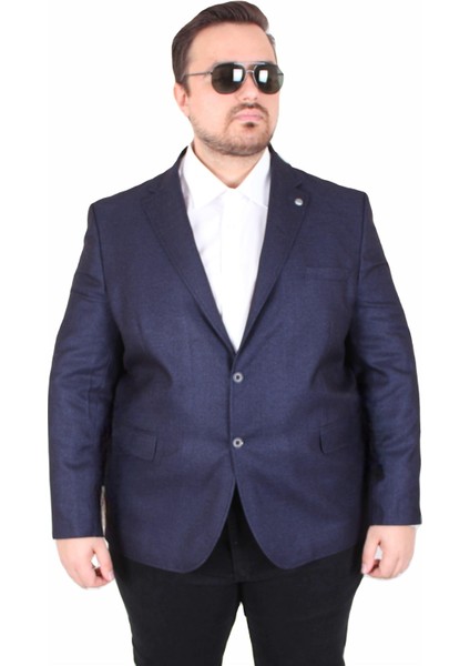 Mocgrande Erkek Büyük Beden 4 Drop Blazer Oskar Ceket 500607 Lacıvert
