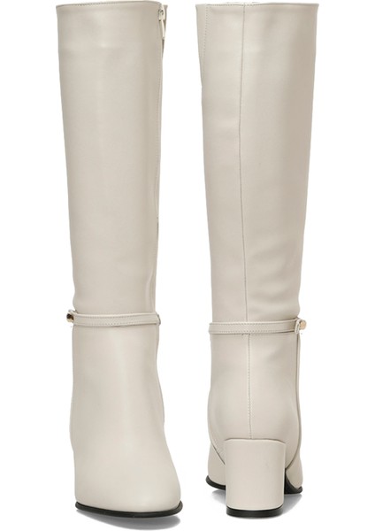 25K-7049 5pr Bej Kadın Topuklu Çizme fırsatları