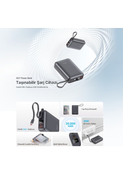 20000MAH - 45W Powerbank Siyah - Hızlı Şarj - Taşınabilir Güç Kaynağı - Taşınabilir Şarj Cihazı fiyatları
