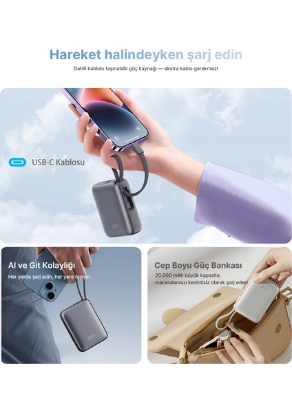 20000MAH - 45W Powerbank Siyah - Hızlı Şarj - Taşınabilir Güç Kaynağı - Taşınabilir Şarj Cihazı