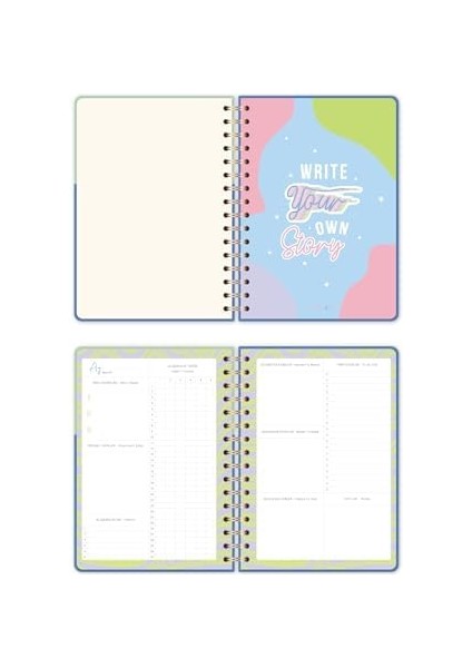 A5 Spiralli Süresiz Renkli Planlayıcı Ajanda Motivasyon Sayfalı Blok Renk modelleri