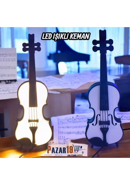 LED Işıklı Dekoratif Keman