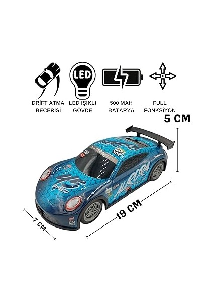 2.4 Ghz Rc Full Fonksiyon LED Işıklı Gövde 1:22 Şarjlı Uzaktan Kumandalı Drift Arabası (Mavi) fiyatları