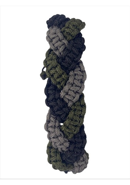 Siyah Gri Haki Özel Örgü Paracord Bileklik