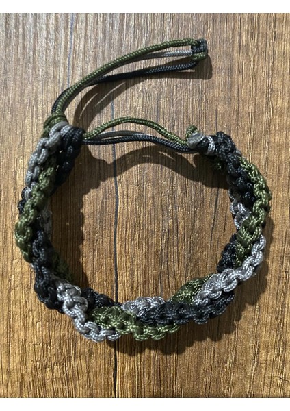 Siyah Gri Haki Özel Örgü Paracord Bileklik fiyatları