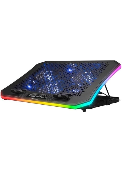 AD-RC34 Metafor Rgb 6 Fanlı Telefon Tutuculu Rgb Işıklı 15-17 Notebook Soğutucu Stand