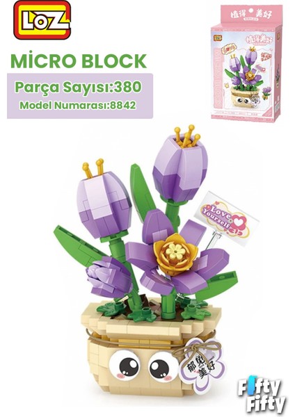 Loz Mikro Blok Serisi Lale Figürü 380 Parça Oyuncak Yapım Seti FFLZ-8842
