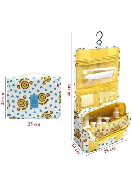 Ecoform Su Geçirmez Organizer Askılı Seyahat Kozmetik Makyaj Çantası Gülen Sarı fiyatları