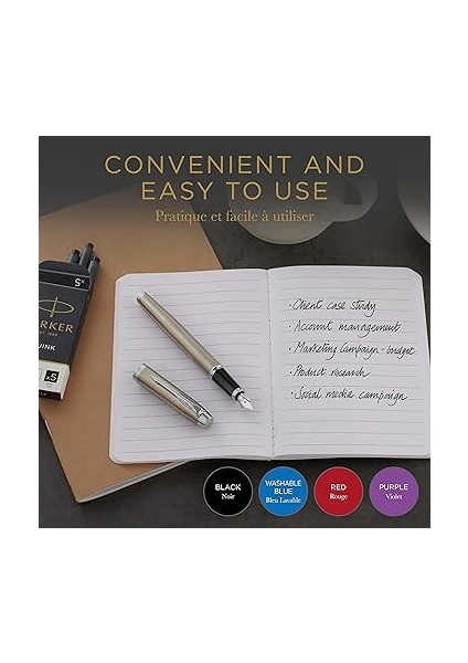 Quink Kısa Dolma Kalem Kartuşu, Yıkanabilir Mavi, 6'lı Kutu indirimleri