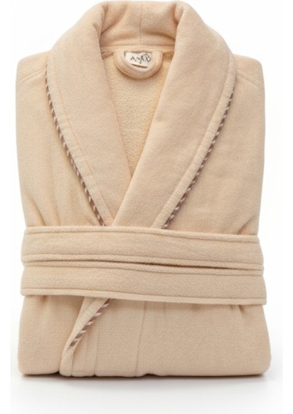 Kadife Biyeli Şal Yaka Unisex Bornoz