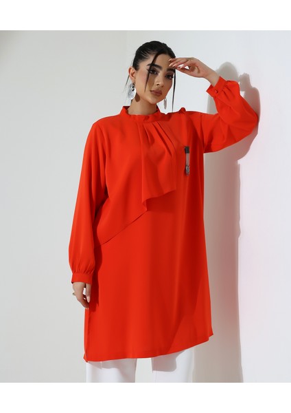 Büyük Beden Pile Kısa Tesettür Tunik