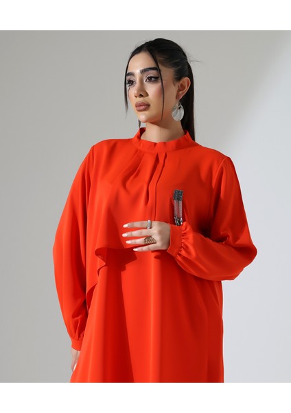 Büyük Beden Pile Kısa Tesettür Tunik