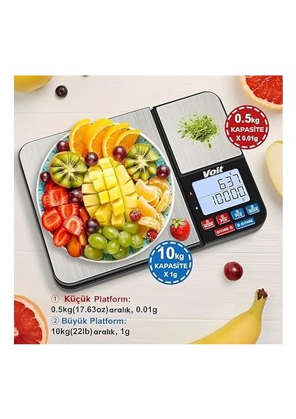 SC21 Hassas Mutfak Terazisi-Lcd Ekranlı Dijital Tartı-Paslanmaz Çelik Mutfak Ölçüm Tartısı 10KG/0,5KG & 1G/0,01G fiyatları