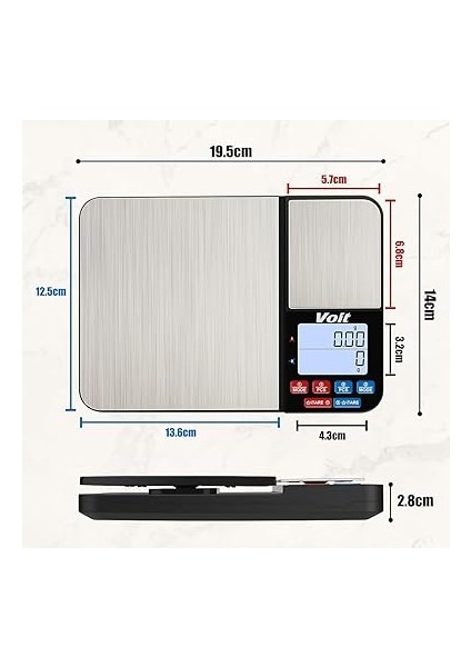SC21 Hassas Mutfak Terazisi-Lcd Ekranlı Dijital Tartı-Paslanmaz Çelik Mutfak Ölçüm Tartısı 10KG/0,5KG & 1G/0,01G modelleri