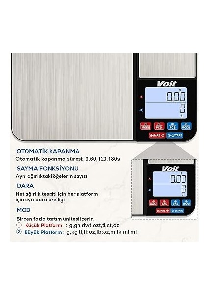 SC21 Hassas Mutfak Terazisi-Lcd Ekranlı Dijital Tartı-Paslanmaz Çelik Mutfak Ölçüm Tartısı 10KG/0,5KG & 1G/0,01G indirimleri