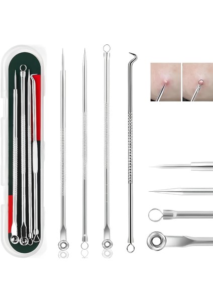 Aee® 4&apos;lü Kutulu Paslanmaz Çelik Komedon Akne Siyah Nokta Sivilce Siğil Temizleyici Çıkarıcı Seti Gümüş fiyatları