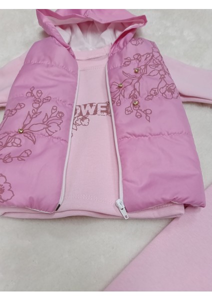 Kız Çocuğu Yelekli Üç Iplik Şardonlu 3 'lü Takım fiyatları