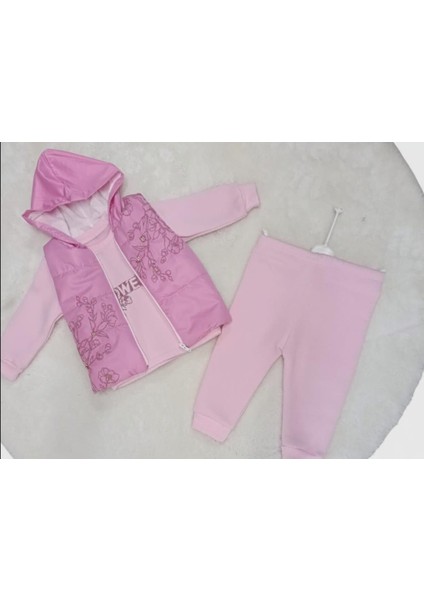 Kız Çocuğu Yelekli Üç Iplik Şardonlu 3 'lü Takım fırsatları