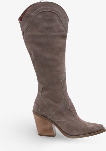 Drayze Kadın Hakiki Deri Günlük Çizme Vizon Süet