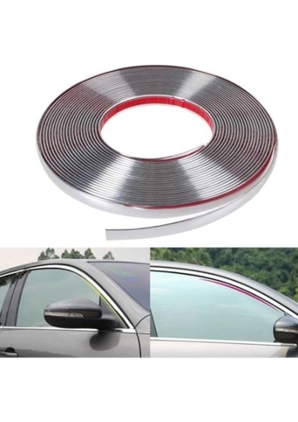 Group (7235) 18 mm 3D Dekoratif Krom Nikelaj Şerit Çıta Panjur Kalın Şerit 15 Metre ile Uyumlu