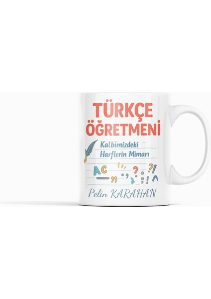 Türkçe Öğretmeni Kalbimizdeki Harflerin Mimarı Tasarımlı Hediyelik Kupa Bardak fiyatları