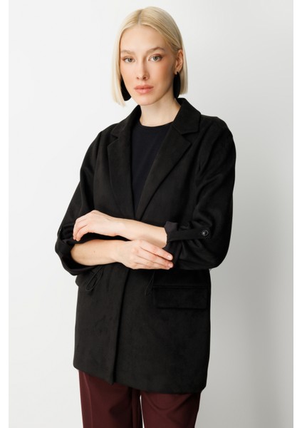 Kadın Kapak Cepli Güderi Ceket 5063 Siyah fiyatları