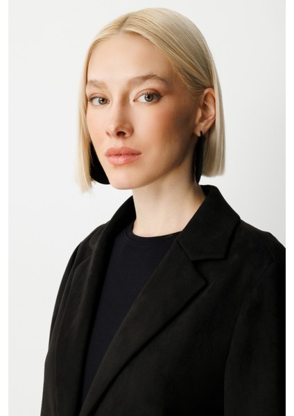 Kadın Kapak Cepli Güderi Ceket 5063 Siyah modelleri