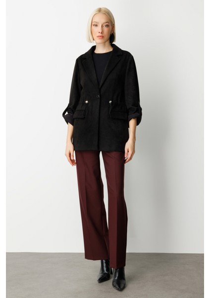 Kadın Kapak Cepli Güderi Ceket 5063 Siyah fırsatları