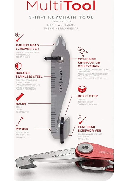 Amaçlı Alet - Kutu Kesici, Pry Bar, Phillips ve Düz Kafa Tornavida 4-In-1 Çok Amaçlı Anahtarlık Aracı