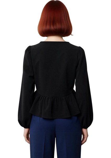 Kadın Bağlama Detaylı Regular Kalıp Esnek Örme Bluz Uzun Kollu Düz Tekli Paket Kışlık fırsatları