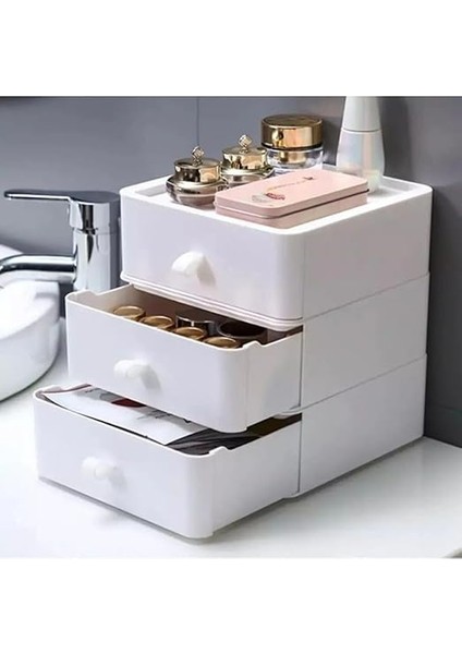 Life 3 Katlı Beyaz Makyaj Takı Organizeri MIT1064 modelleri
