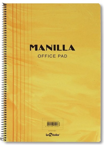 41100/1 Manila Yumuşak Kapak, 1.hamur Kağıt Spiralli, Sarı