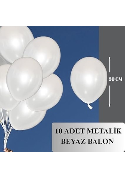 Beyaz Balon Seti, 10 Adet, Helyum Gazı Uyumlu, Parti ve Organizasyon Süslemeleri Için indirimleri