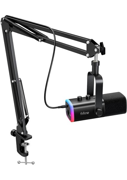 Xlr/usb Oyun Mikrofonu Seti, Akış Podcasting Için Dinamik Pc Mikrofonu, Bom Kol Standlı Bilgisayar Rgb Mikrofon Seti, Sessiz Düğmesi, Kulaklık Jakı, Ampligame Ampligame AM8T Ses Kaydı Için