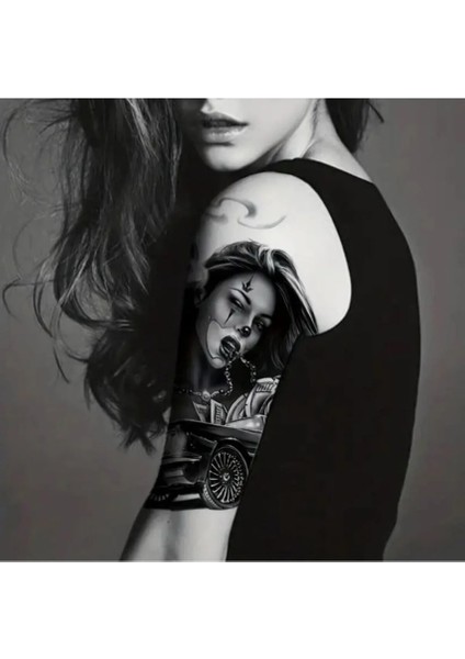 Geçici Kadın ve Araba Figürlü Dövme Tattoo modelleri