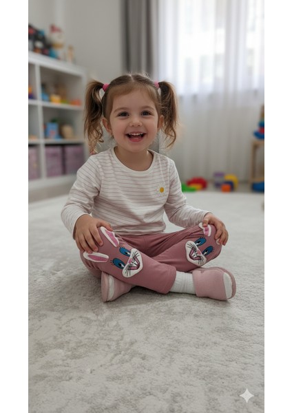 Ideal Sepet Tavşan Nakışlı %100 Pamuk Kız Çocuk Tayt modelleri