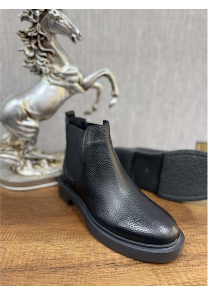 Erkek Hakiki Deri Eva Taban Ortopedik Günlük Bot - Siyah - 42 fiyatları