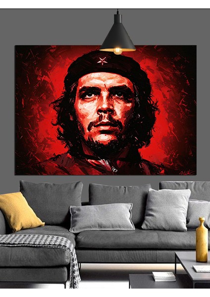 Küba Lideri Che Guevara Portresi Dekoratif Kanvas - Mdf Ahşap Tablo