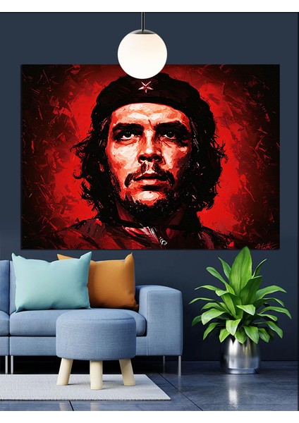 Küba Lideri Che Guevara Portresi Dekoratif Kanvas - Mdf Ahşap Tablo fırsatları