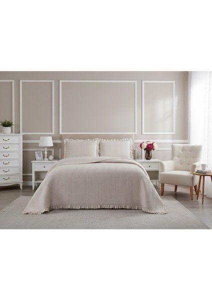 Kapitoneli Yatak Örtüsü Tek Kişilik Dubai Krem modelleri