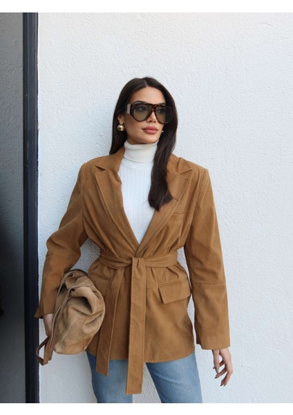 Süet Bağlamalı Ceket