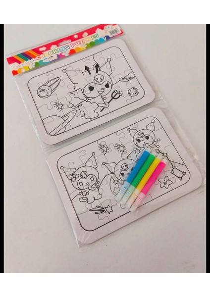 2 Adet Capybara Kuromi Stitch Temalı 20 Parça Boyama Puzzle Seti (2'li) + 4 Adet Keçeli Kalem Hediye ÜRÜNLER KARIŞIK GÖNDEİLECEKTİR