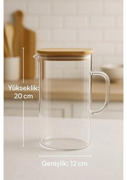 Zebria Buzdolabı Yan Rafa Uyumlu Dikdörtgen Cam Sürahi – Bambu Kapaklı 1500 ml fiyatları