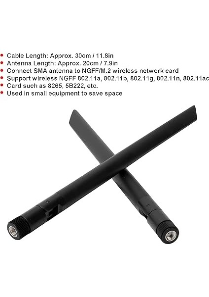 8dbi Dual Band Anten, 2 Adet - Sma Kablosu M.2 Wifi Bluetooth Harici Uzatma + 2 Adet 8 Db Anten, Küçük Cihazlarda Kullanılır fiyatları