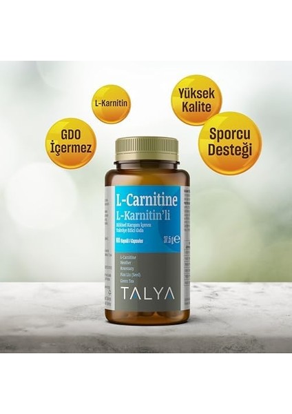 Talya L-Carnıtıne L-Karnitin'li Bitkisel Karışım Içeren Takviye Edici Gıda - Sporcu Destek Takviyesi - 60 Kapsül