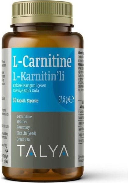 Talya L-Carnıtıne L-Karnitin'li Bitkisel Karışım Içeren Takviye Edici Gıda - Sporcu Destek Takviyesi - 60 Kapsül fiyatları