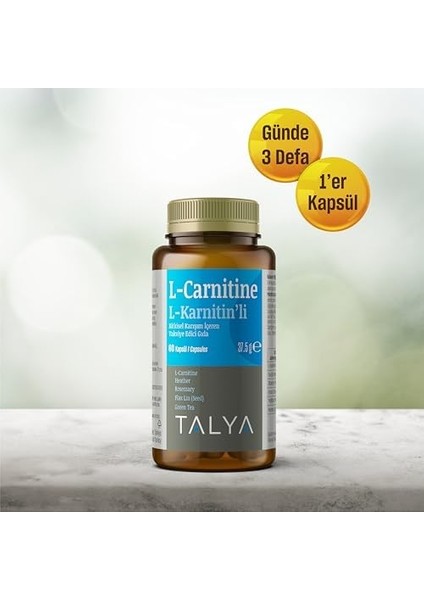Talya L-Carnıtıne L-Karnitin'li Bitkisel Karışım Içeren Takviye Edici Gıda - Sporcu Destek Takviyesi - 60 Kapsül modelleri