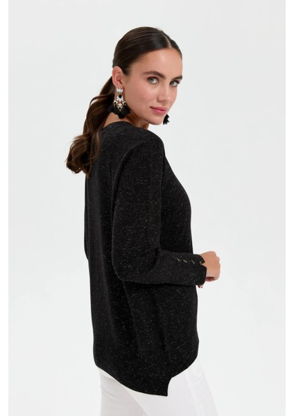 Kadın Sıfır Yaka Önü Kısa Arkası Uzun Bluz 23331 Siyah fırsatları